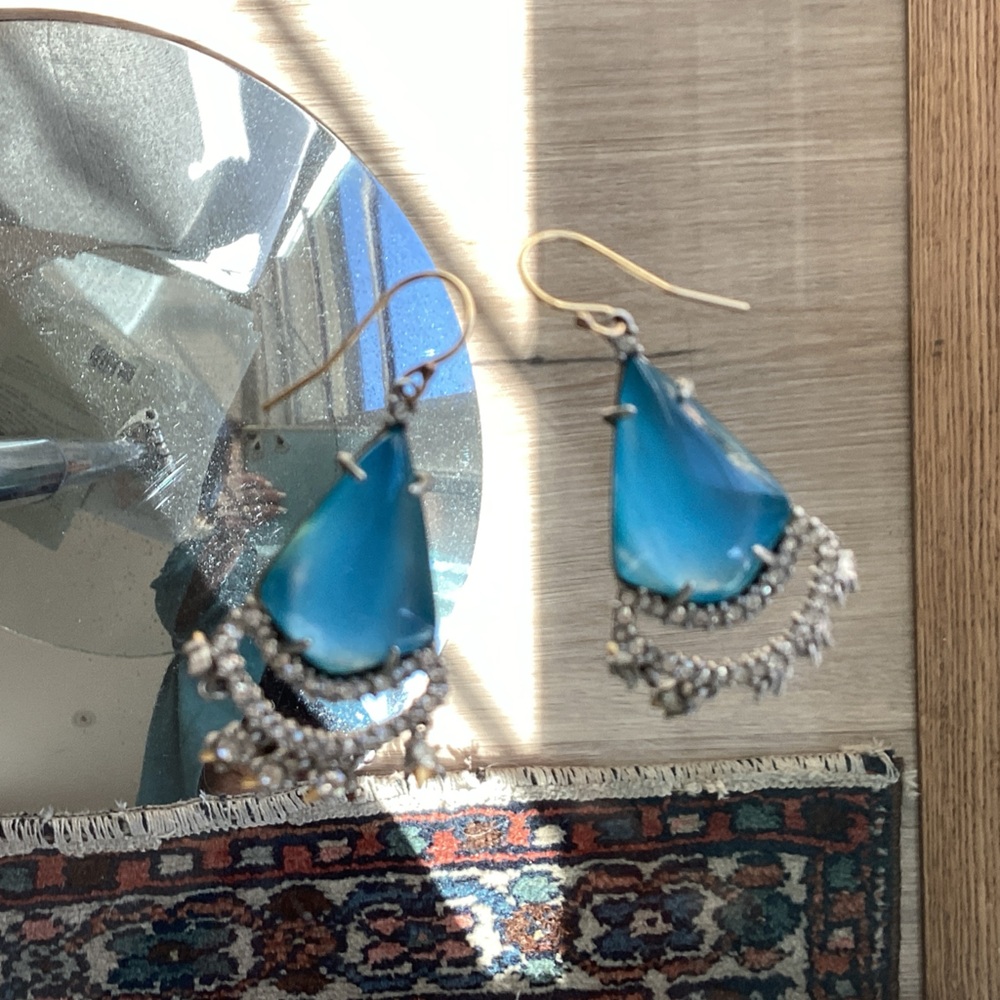 Alexis Bittar Blue and Silver Teardrop Earrings